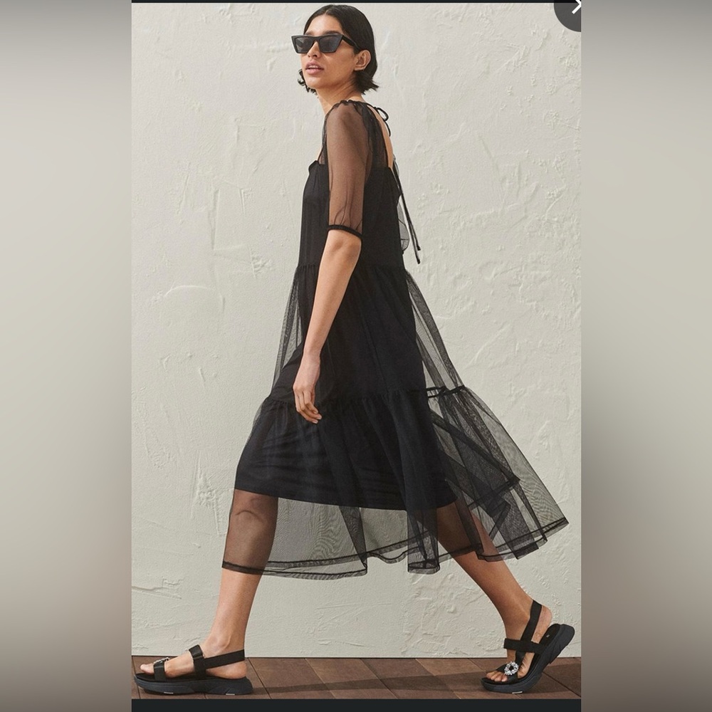 Black Sheer Midi Dress